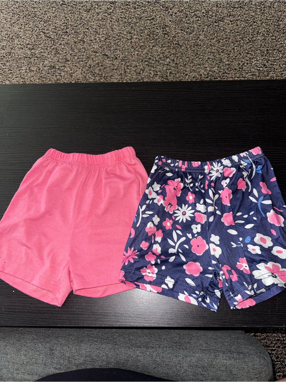 Girls Pink and Navy Floral Stretch Shorts Set